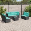vidaXL 8 Piece Patio Sofa Set with Cushions Black Poly Rattan - Black and Blue With Table - 2 of 4