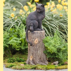 Plow & Hearth Cat and Mouse on Stump Lawn Ornament - 1 of 2