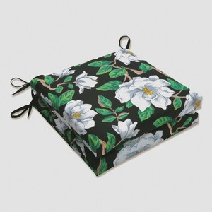Pillow Perfect - 2pc Indoor Outdoor Squared Corners Seat Cushions Magnolia Black - 1 of 4