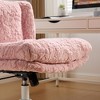 Gulches 26.4" Wide Seat Pink Faux Alpaca Office Chair - Adjustable Swivel Vanity Chair with Double Cushion, Ergonomic Support for Home/Studio - 3 of 4