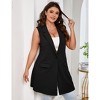 YESFASHION Women's Plus Size Sleeveless Blazer Lapel Single Button Casual Work Office Jacket Vests with Pockets - 3 of 4