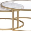 Royal Hampton Metal Framed Nesting Coffee Tables with Glass and Marble Tops, Set of Two, Gold - 3 of 4