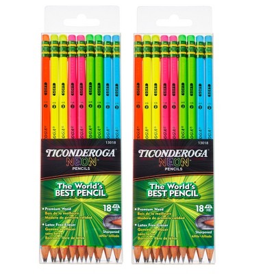 Ticonderoga Non-toxic Pencils, Assorted Neon Wood Case Colors, Set Of 10 :  Target