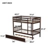 Grungis Twin Over Twin Loft Bed with Trundle and Ladder,Bunk Bed with Guardrail Can Convert 2 Twin Size Beds,Loft and Bunk Bed for Bedroom - 3 of 4