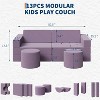 Garvee Modular Play Sofa for Kids, 13-Piece Toddler Couch Set with Washable Velvet Covers, Convertible Foam Chair for Playroom - 2 of 4