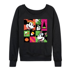 Women's - Disney - Halloween Party Lightweight French Terry Wide Neck Long Sleeve Shirt - 1 of 4