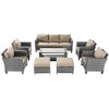 Sonkuki 8-Piece Patio Conversation Set with Ottoman and Side Table, Navy Blue Cushion - 2 of 4