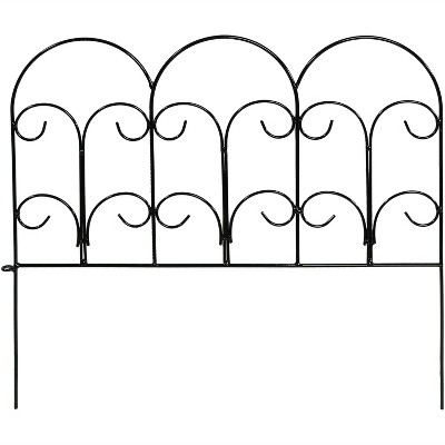 Sunnydaze Outdoor Lawn and Garden Metal Victorian Style Decorative Border Fence Panel Set - 60' - Black - 40pk