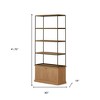 HomeRoots 42" Antiqued Brass And Light Brown Distressed Metal and Solid Wood Four Tier Bookcase with Two Doors - 3 of 4