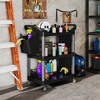HOMCOM 3-Tier Rolling Tool Cart, 200 LBS Capacity Plastic Utility Cart with Side Shelf and Storage Bucket for Garage, Workshop - 3 of 4