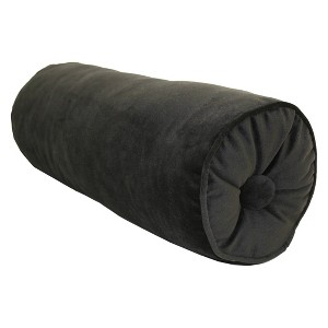 7"x18" Velvet Neck Roll Throw Pillow Black - Edie@Home - 1 of 4