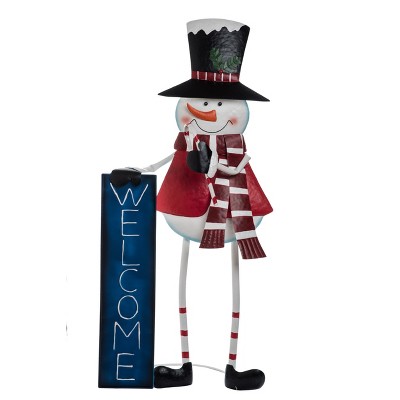 Transpac Metal 48 in. White Christmas Character Yard Stake