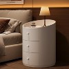 Lantine Round Nightstand, Modern Wood Bedside Table with 3 Drawers, Tall Cylinder Night Stand for Living Room, Bedroom, Fully Assembled, White - 4 of 4