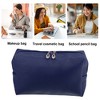 Unique Bargains PU Leather Waterproof Makeup Bag Cosmetic Case Makeup Bag for Women S Size Dark Blue 1 Pcs - 2 of 4
