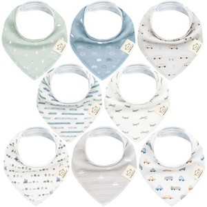 8pk Organic Baby Bandana Bibs, Baby Drool Bibs for Baby Boy, Girl, Baby Bibs for Infant, Newborn - 1 of 4