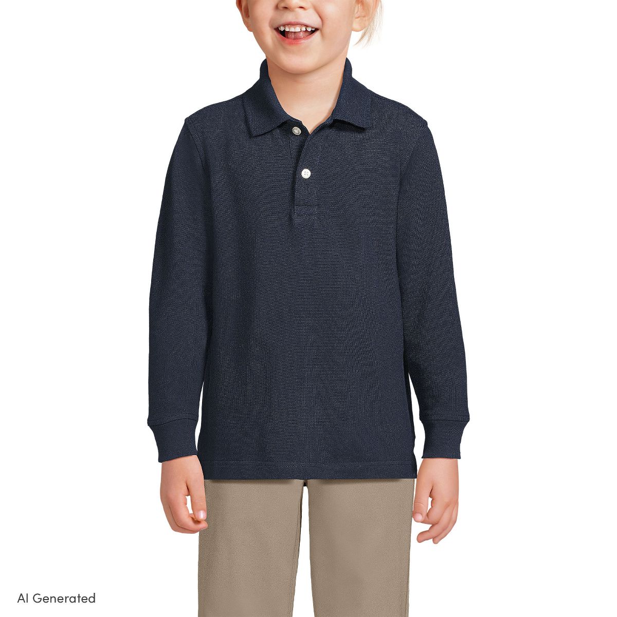 Lands' End School Uniform Kids Long Sleeve Mesh Polo Shirt - thumbnail 10