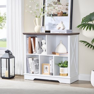 Farmhouse  Cube Bookshelf, Wood Display Cabinet Book Shelves for Bedroom,Living Room,Office - 1 of 4