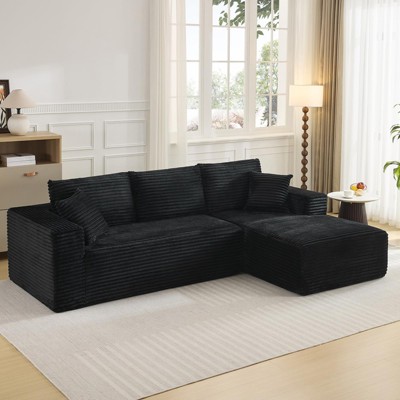 L-Shaped Modular Sectional Couch for Living Room, Plush Corduroy Fabric Upholstered Sofa, Modern Lounge, No Assembly Required