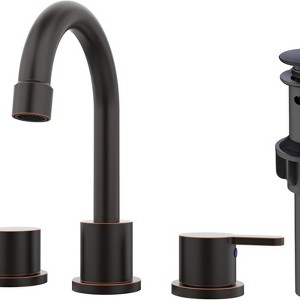 ChicFurnit Bathroom Sink Faucet Widespread 2 Handle Design with 360 Degree Swivel Spout for Easy Setup, Bronze, 13.58"*12.4"*3.54" - 1 of 4