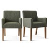 Set of 6 Upholstered Dining Chairs with Arms, Modern Linen Armchairs with Wooden Legs, Accent Chairs for Dining Room, Living Room - Panipeachy - 4 of 4