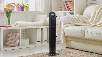 Black 36-Inch Digital Oscillating Tower Fan with Remote