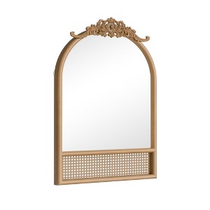 PexFix Classic Carved Arch Wood Frame with Rattan Bottom Wall Mirror - 1 of 4