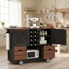 YOOCOZZ 54" Farmhouse Kitchen Island with Drop Leaf, Power Outlet, 2 Doors+2 Drawers, Spice Rack, Rolling Cart on 4 Wheels - 4 of 4