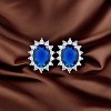 Slickblue Petite Royal Oval Earrings – Rhodium Plated, Silvertone Finish, 6 Color Options - 2 of 3