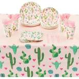 Sparkle and Bash 169 Pieces Theme Cactus Party Decorations, Disposable Cactus Plates, Napkins, Cups, Cutlery, Tablecloth (Serves 24)