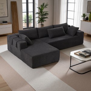 108" Chenille Modular L-Shaped Sectional Sofa with Left Chaise & 6 Pillows - 1 of 4