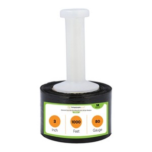 PSBM 18 Rolls 3" x 1000 Ft. Black Hand Wrap Stretch Shrink Film with Handle, 80 Ga - 1 of 4
