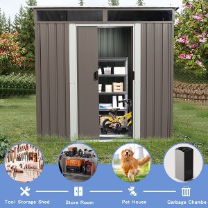 6FT x 5FT Outdoor Metal Storage Shed With Floor Frame Sun Protection Waterproof Storage House With Lockable Sliding Door - 1 of 4