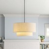 Dewdrop Fabric Pendant Light, Beige Drum Shade Hanging Ceiling Lamp for Kitchen Island Dining Room Living Room Bedroom - 3 of 4