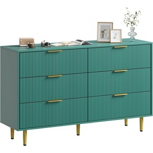 Fluted Dresser for Bedroom, Wooden Chest of Drawers with Metal Handle & Feet, Black Dresser for Living Room, Hallway, Bedroom - 1 of 1