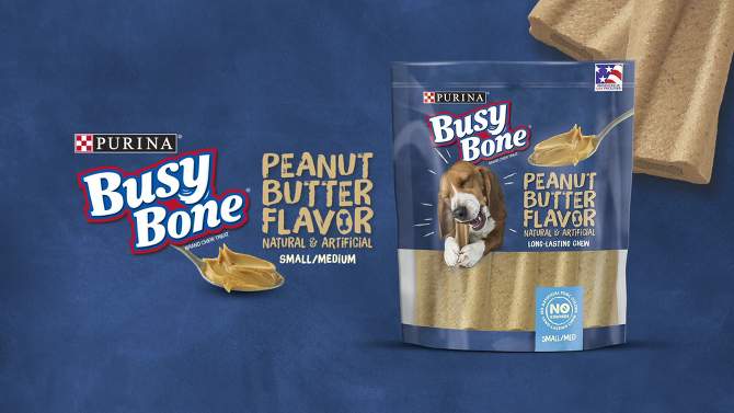 Purina Busy Bone Peanut Butter Flavor Small Medium Long Lasting Chewy Dog Treats, 2 of 9, play video