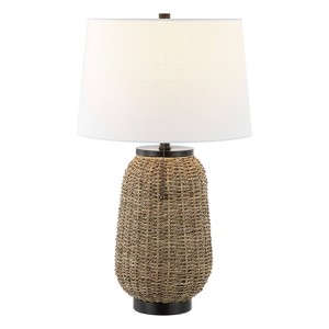 25" Chakrii Rustic Bohemian Iron/Rattan LED Table Lamp with Pull-Chain (Includes LED Light Bulb) - JONATHAN Y - 1 of 4