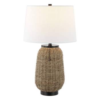 25" Chakrii Rustic Bohemian Iron/Rattan LED Table Lamp with Pull-Chain (Includes LED Light Bulb) - JONATHAN Y