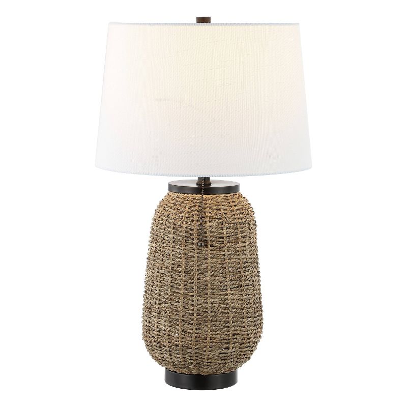 25" Chakrii Rustic Bohemian Iron/Rattan LED Table Lamp with Pull-Chain (Includes LED Light Bulb) - JONATHAN Y, 1 of 9