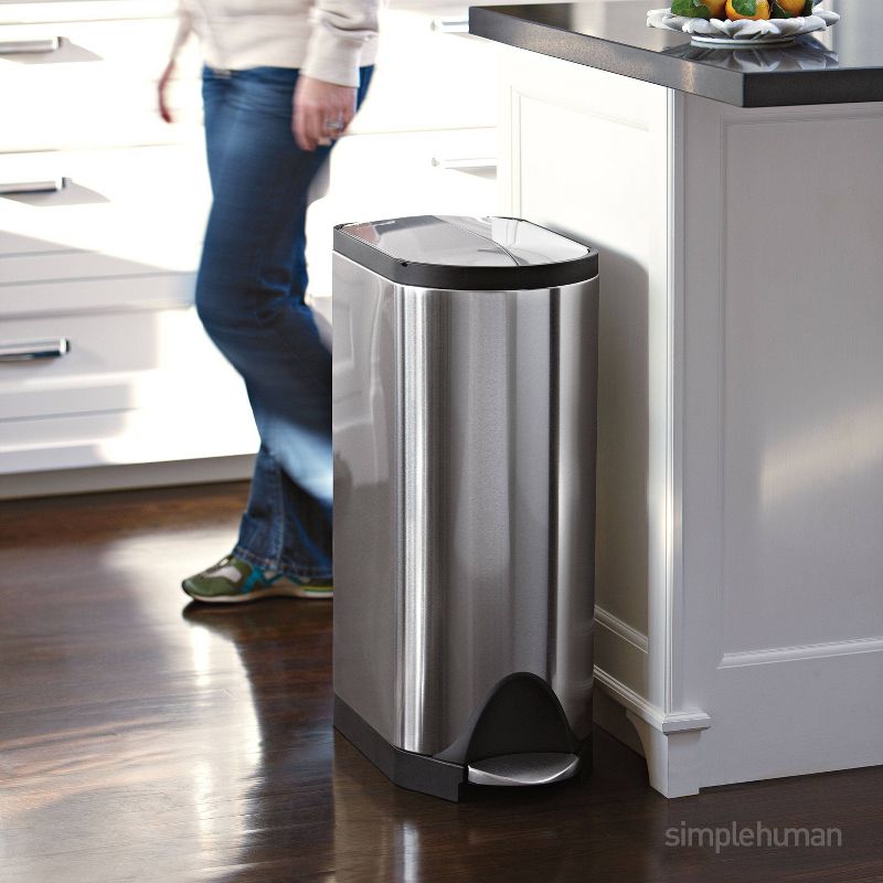 simplehuman 30L Butterfly Lid Step Kitchen Trash Can Stainless Steel, 2 of 6