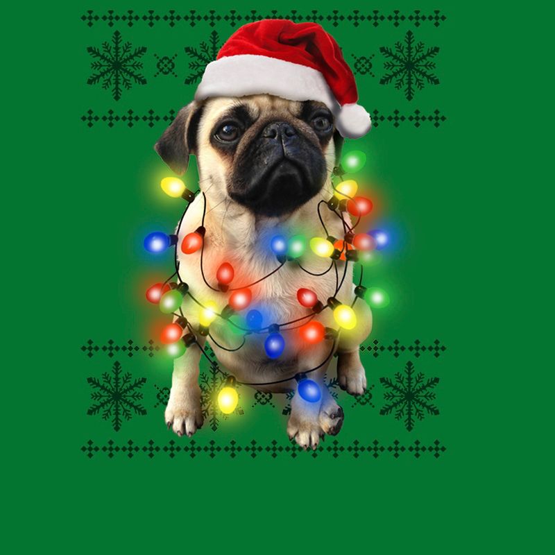 Men's Lost Gods Ugly Christmas Pug Lights Sweatshirt, 2 of 5