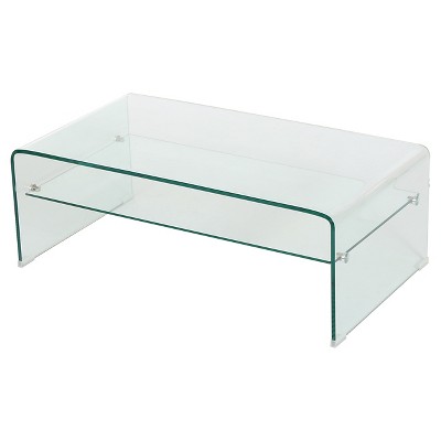Ramona Glass Rectangle Coffee Table w/ Shelf Clear - Christopher Knight Home