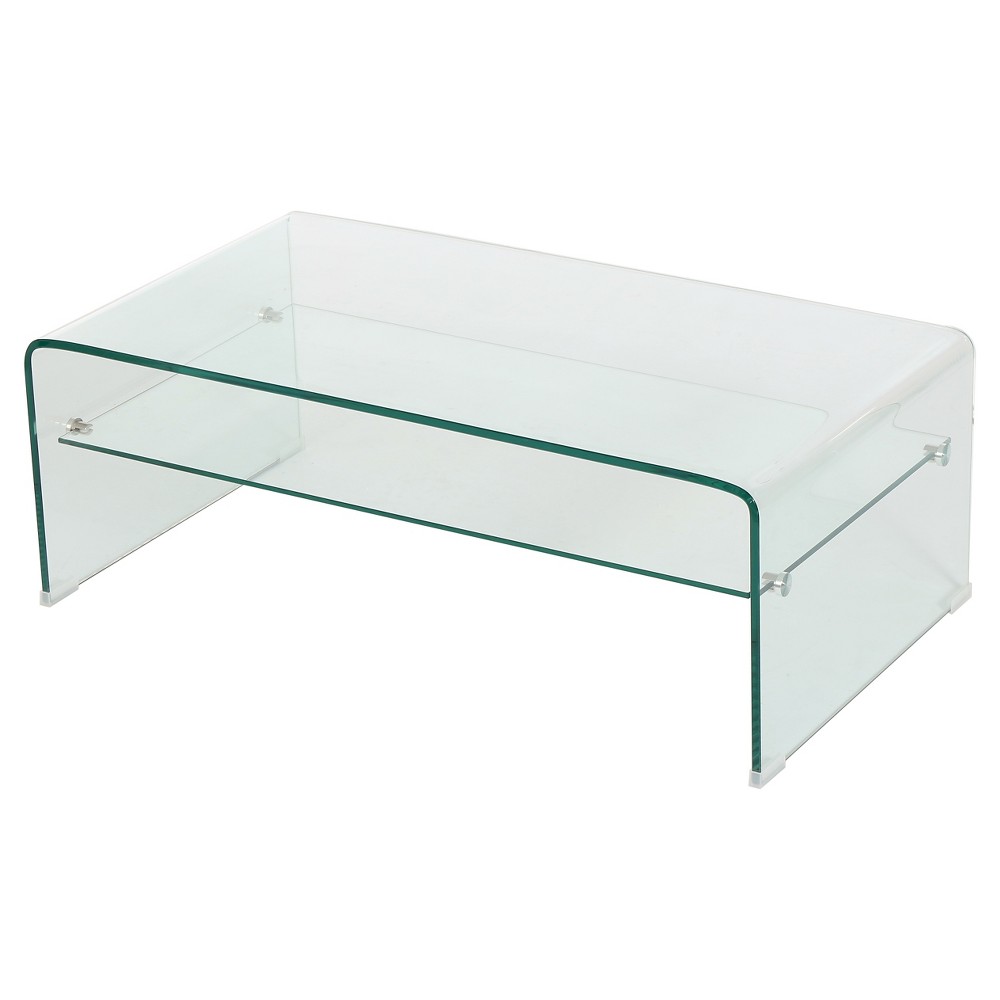 Photos - Coffee Table Ramona Glass Rectangle  w/ Shelf Clear - Christopher Knight Ho