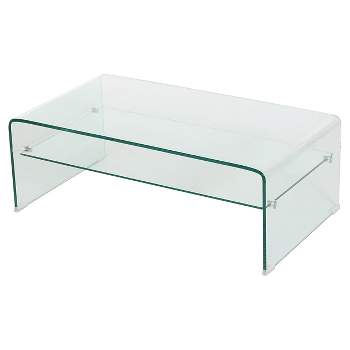 Ramona Glass Rectangle Coffee Table w/ Shelf Clear - Christopher Knight Home