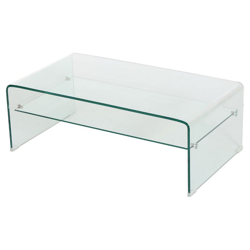 Ramona Glass Rectangle Coffee Table w/ Shelf Clear - Christopher Knight Home, 1 of 6