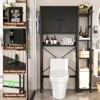 Aheaplus 7-Tier Bathroom Organizer Cabinet with Doors and 4 Hooks, Over The Toilet Storage Cabinet with Adjustable Shelf - 3 of 4