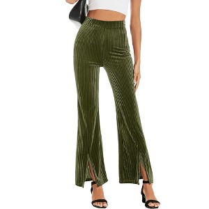 Clearlove Women Velvet High Waisted Wide Leg Palazzo Pants Long Trousers - 1 of 4