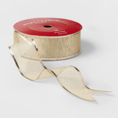 Northlight Shiny Red And Gold Solid Wired Christmas Craft Ribbon 2.5