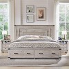 SinCiDo Queen Size Farmhouse Bed Frame, 54" Tall Geometric Headboard & 2 Storage Drawers ,Solid Wood Platform w/Reinforced Slats - 4 of 4