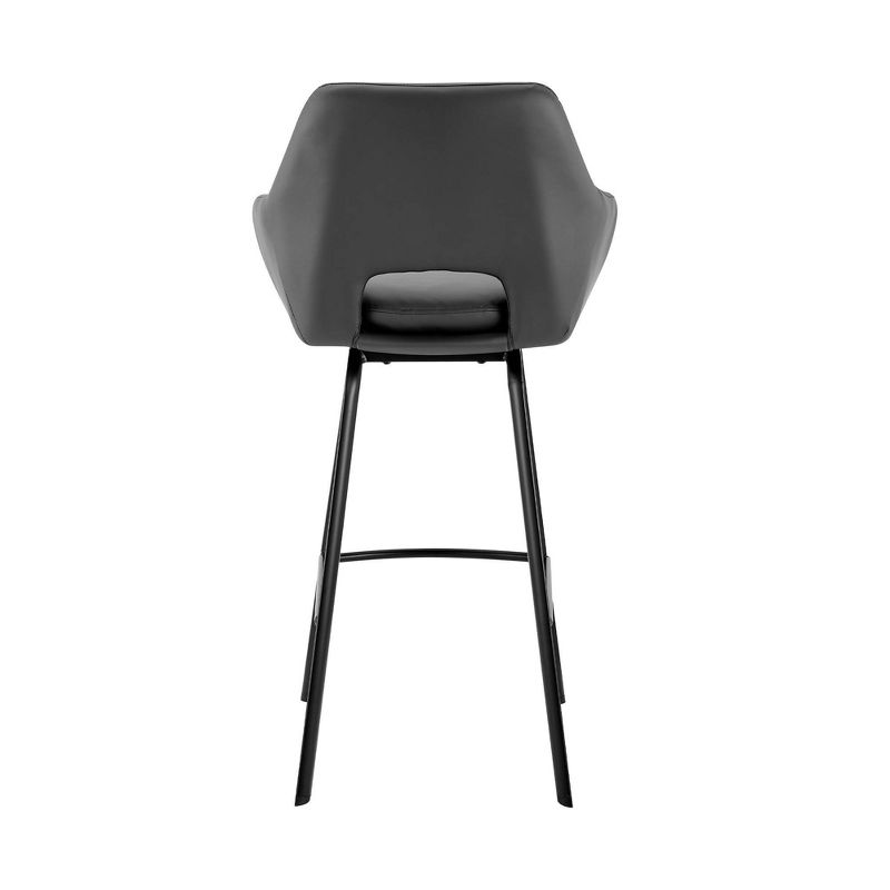 30&#34; Aura Swivel Counter Height Barstool with Gray Faux Leather Black Metal - Armen Living, 6 of 12