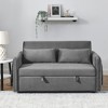 VASIP 55" Modern Convertible Velvet Sofa Bed  Double Pull-Out Bed with 2 Pillows, Detachable Arm Pocket Living Room Adjustable Grid Armrests - 2 of 4